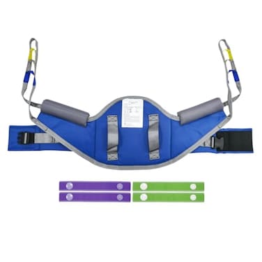 حمالة رفع المريض EZ Assistive للمساعدة على الوقوف والجلوس، مزودة بدعامة للظهر، متوافقة مع معظم معدات المساعدة على الحركة.