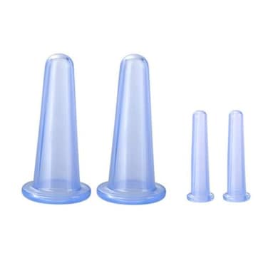 PurYupearl 4 Pieces 2 Small 2 Large Blue Facial Cupping Therapy Set Anti Cellulite Silicone Vacuum Cupping Cups for Face and Eye Cupping Massage Massage ToolsHealth Care Products