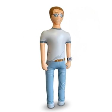 دمية رجل التوصيل المرحة القابلة للنفخ بالحجم الطبيعي، تتحدث مع صديقها، دعامة حفلات مضحكة ومثيرة للدهشة تجذب الانتباه مع 15 عبارة، هدية طريفة ومقلب غير مؤذٍ لحفلات توديع العزوبية والفعاليات الجماعية