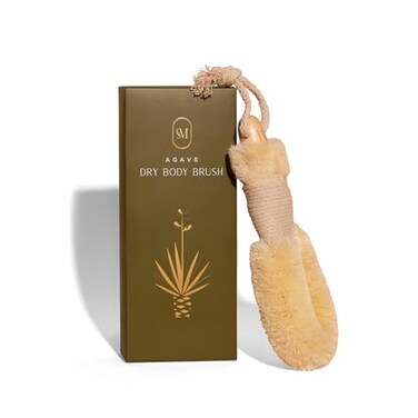 C.S.M CSM Agave PlantBased Dry Body Brush Natural Firm Bristles for Lymphatic Drainage Cellulite Reduction Exfoliation Detox Circulation Skin Glow