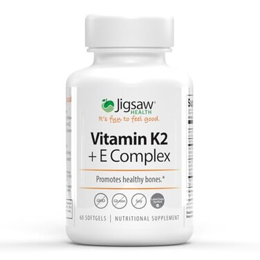 مكمل غذائي من جيغسو هيلث، فيتامين K2 E المركب، يعزز صحة العظام، 60 كبسولة هلامية، 60 حصة
