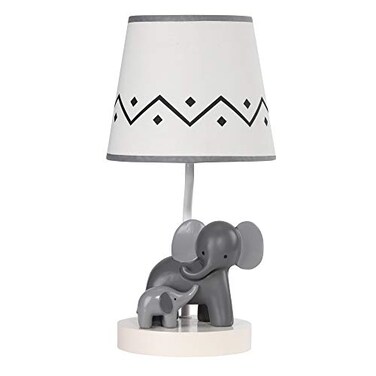 Lambs &amp; Lambs Ivy Me Mama WhiteGray Elephant Nursery Lamp with Shade Bulb