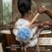 Arswin Loofah Back Scrubber for Shower Wooden Long Handle Bath Sponge Lufa Shower Brush Soft Nylon Mesh Back Cleaner Washer Women Men Exfoliating Luffa Pouf on a Stick for Body Blue