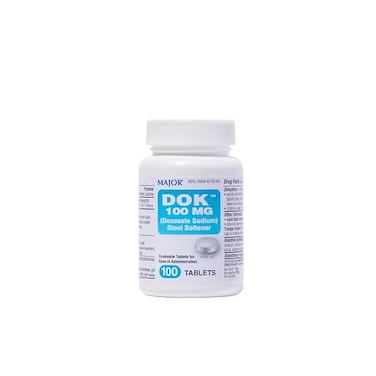Major Pharmaceuticals MAJOR Docusate Sodium 100 mg Stool Softener Tablets for Constipation Relief Helps Stop Constipation Stool Softeners for Women Men and Kids Ages 12 100 Tablets 1 Pack