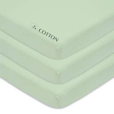 American Baby Company 3 Pack 100 Natural Cotton Fitted Mini Crib Sheets 38 x 24 Soft Breathable Small Nesting Portable Sheets Fits Pack N Play Mattresses Celery for Boys Girls