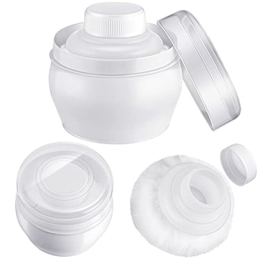 Cunhill 4 Pcs Body Powder Puff and Container Portable Body Powder Container with Puff Case Soft Washable Reusable Face Wet Dry Makeup for Baby Women Dusting Bath Travel Home Use