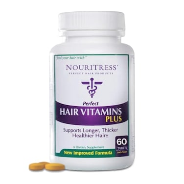 NouriTress Perfect Hair Vitamins Plus 60 tabs Hair Growth Supplements DHT Blocker Proprietary Formula Professional Salon Strength 1 Month Supply Dermatologist Recommended