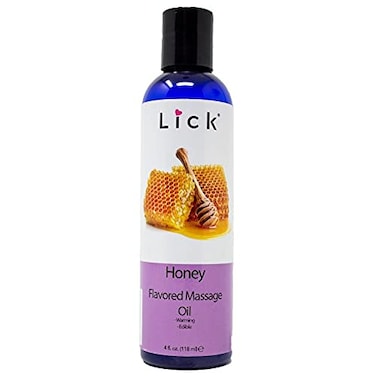 Lick Honey Flavored Massage Oil Warm Sweet Edible Massage Oil with Sweet Almond Oil Vitamin E Smooth BodySafe Glide for Couples Massage Relaxation 4 oz