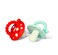 RaZbaby Soft Silicone Infant Baby 3M Teether Toy Massaging Bristles Teething Relief Pacifier Soothes Sore Gums HandsFree EasytoHold Chompy Teether BPA Free REDBlue