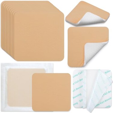 Geiserailie 20 Pcs Silicone Foam Dressing Without Border Highly Absorbent Adhesive Bandages NonBordered Foam Dressings for Wound Care Bed Sore Leg Ulcer Diabetic Ulcer4 x 4 Inches