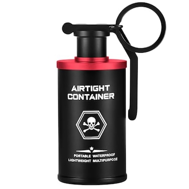 Aufew Tactical Pill Case Durable Aluminum Small Pill Holder with Keychain Airtight Waterproof Vitamin Container for EDC Travel Outdoor Red