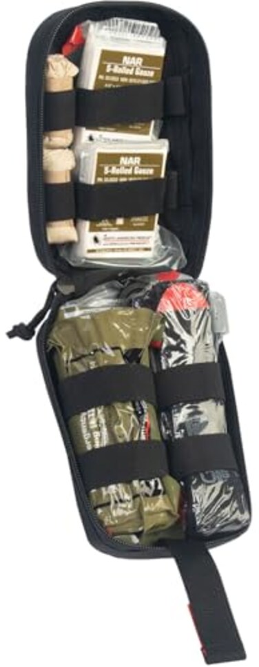 North American Rescue TORK Tactical Operator Response Kit Black NAR IFAK TORK First Aid MOLLE with CAT Tourniquet Gauze SRolled HyFin Vent Chest Seals Eye Shield 850008