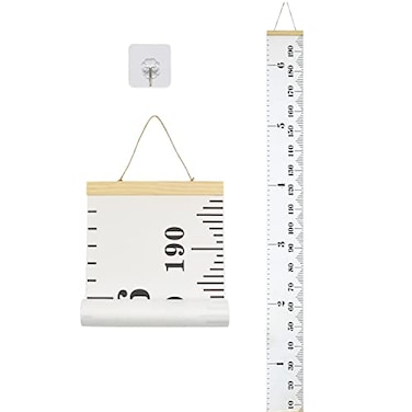 LoveNite Baby Growth Chart Height Wall Chart for Kids Wooden Frame Canvas Measurement Hanging Ruler for Childs Room Decoration 79 x 79inWhite