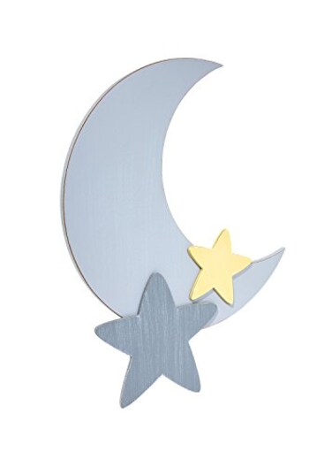 مجموعة NoJo Little Love by Separates، 16 لوحة جدارية رمادية عتيقة على شكل نجمة وقمر، ديكور لغرفة الأطفال أو غرفة اللعب