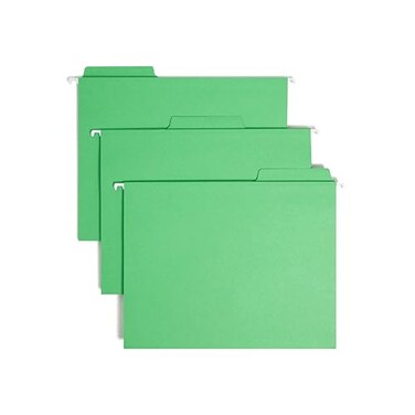 Smead FasTab Hanging File Folder 13Cut Builtin Tab Letter Size Green 20 Count 64098
