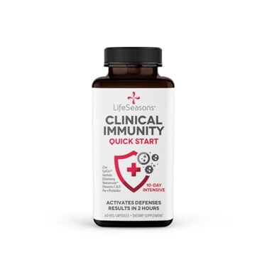 LifeSeasons Clinical Immunity QuickStart Immune System Support Rapid Immunity Response Boosts Antibodies B T NK Cells Neutrophils Macrophagens Black Elderberry Pre Probiotics 60 Capsules