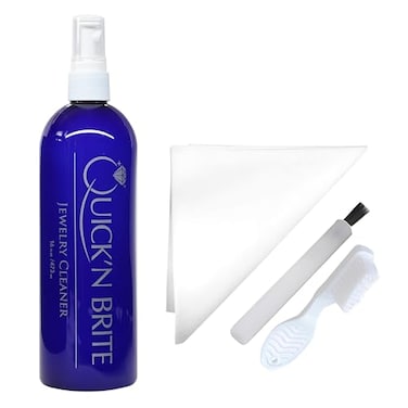 Quick 'n Quick n Brite Jewelry Cleaner Kit with 16 oz Jewelry Cleaner 3 Pc Cleaning Brush and Polishing Cloth 5 Piece