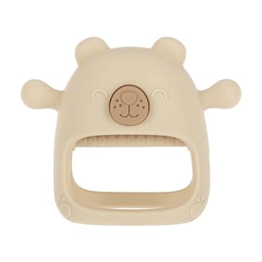 Nuby Silicone Wrist Teething Mitten Baby Teether Ring 3 Months Brown Bear