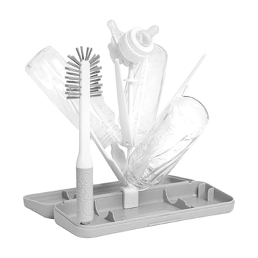 Ubbi OntheGo Drying Rack Bottle Brush Set Holds Up To 8 Bottles Gray