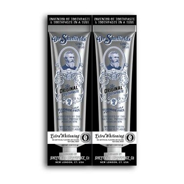 Dr. Sheffield's Dr Sheffields Fluoride Free Toothpaste Extra Whitening Certified Natural Toothpaste with Real Peppermint Flavor Teeth Whitening Toothpaste for Fresh Breath 2Pack