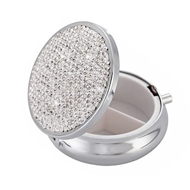 علبة تنظيم الأدوية EveryBling، علبة جيبية أنيقة للسفر، علبة حبوب صغيرة للحقيبة، منظم حبوب صغير، علبة حبوب صغيرة للفيتامينات الفضية