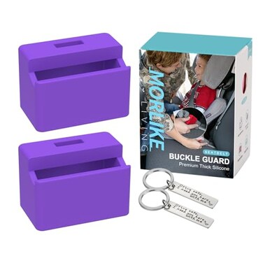 MORLIKE LIVING Morlike Silicone Seatbelt Secure Buckle Safety Cover Lock Purple 2 Pack