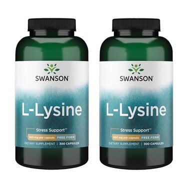 Swanson LLysine Amino Acid for Stress Antioxidant Nervous System Immune Support Aids Calmness Relaxation NonGMO 300 Capsules 2 Pack