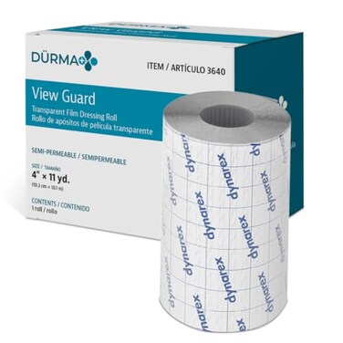 ضمادة Dynarex Drma View Guard الشفافة، لفافة مرنة للعناية بالبشرة بعد الوشم، مقاومة للماء وجيدة التهوية، 4 × 11 ياردة، لفة واحدة