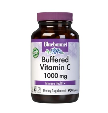 Bluebonnet Nutrition Buffered Vitamin C1000 mg Vegetable Capsules Buffered Calcium Ascorbate for Immune Health Soy Free Gluten Free NonGMO Kosher Dairy Free Vegan Vegetable Capsules Citrus 90 Count