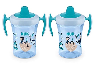 كوب NUK Evolution ذو الفوهة الناعمة للأطفال، لون أزرق قرد، عبوة من قطعتين