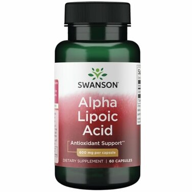Swanson Alpha Lipoic Acid Natural Supplement Supporting Healthy Blood Pressure Levels Already Within a Normal Range Promotes Carbohydrate Metabolism 60 Capsules 600mg Each