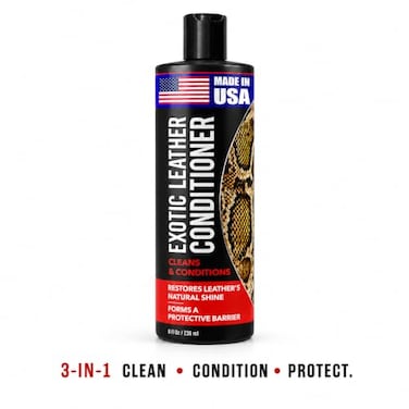 Berkland Exotic Leather Conditioner 8 fl oz Spray 3in1 Cleaner Conditioner Protectant for Ostrich Python Lizard Caiman Snakeskin Restores Cowboy Exotic Boots Made in USA