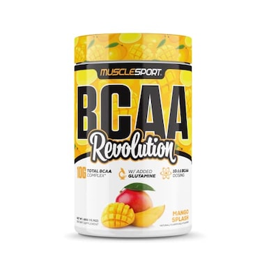 Musclesport BCAA Revolution Amino Acid Powder Supplement for Men Women Intra Workout Training Complex Recovery Supplement Mango Splash 30 Servings