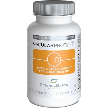 مكمل غذائي لصحة العين من ScienceBased Health، تركيبة MacularProtect AREDS 2، يحتوي على فيتامينات ومعادن، بالإضافة إلى اللوتين والزياكسانثين وفيتامينات ب لدعم صحة الرؤية البقعية، 60 كبسولة.
