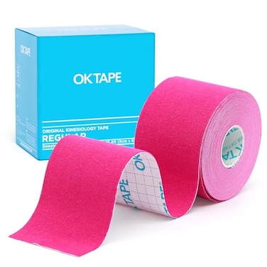 OK TAPE Kinesiology Tape Regular Original Cotton Elastic Athletic Tape for Support and Recovery Sports Tape 2in164ft Uncut Roll Pink