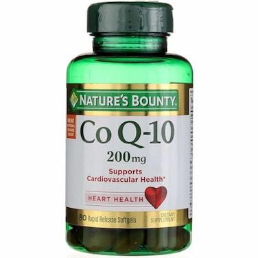 كبسولات نيتشرز باونتي CoQ10 بتركيز 200 ملغ، عبوة من 80 كبسولة هلامية.