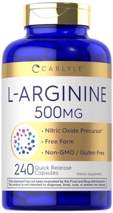 Carlyle LArginine 500 mg Capsules 240 Count Nitric Oxid Precursor