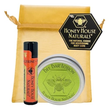 Honey House Naturals 2 Piece Gift Set All Natural Ultra Moisturizing Lotion Bar and Lip Butter Infused with Essential Oils Made in USA Variant Name