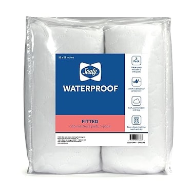 Sealy Baby Crib Mattress Protector 2PACK Fitted Waterproof Infant Crib Mattress Pad and Toddler Bed Cover Machine Washable and Easy to Clean 52x28