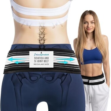 FREEZE2TRIM Kizu Relief Belt Sciatica Pain Relief Devices Lower Back Brace SI Joint Support Adjustable Back Support for Sciatic Pain Men Women Hip Compression Wrap Regular Plus Hip Size 3047
