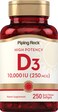 Piping Rock Vitamin D3 10000 IU 250 mcg 250 Softgels High Potency