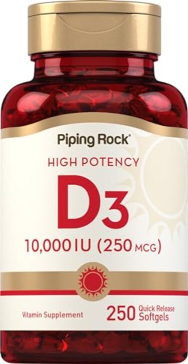 Piping Rock Vitamin D3 10000 IU 250 mcg 250 Softgels High Potency
