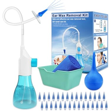 MOEBULB Ear Wax Removal Kit Earwax Removal Tools Manual Ear Irrigation Flushing System Ear Cleaner Safe Effective Ear Cleaning Kit for Adults Kids Elders Home Ear Washer No Doctors Visit Require