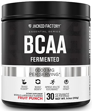 مسحوق جاكد فاكتوري BCAA المخمر، 6 غرام، مكمل غذائي من الأحماض الأمينية الأساسية متفرعة السلسلة لتحسين استشفاء العضلات، وتقليل التعب، وزيادة القوة، ونمو العضلات، 30 حصة، بنكهة الفواكه المشكلة