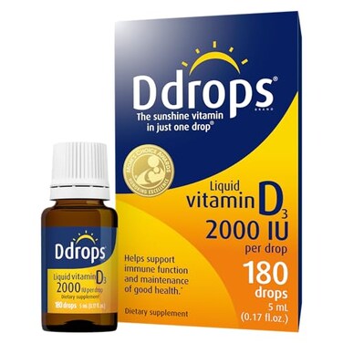 Ddrops Company Ddrops Adults 2000IU 180 Drops Liquid Vitamin D3 Supplement Supporting Strong Bones Immune System