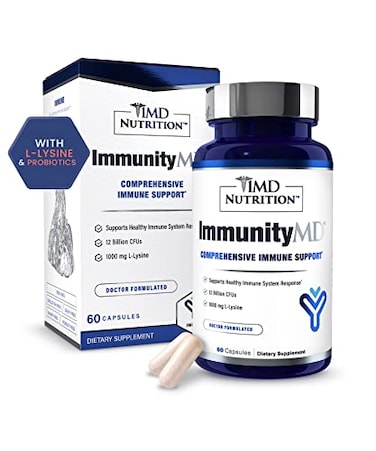 1MD Nutrition ImmunityMD بروبيوتيك لصحة المناعة، سلالات بروبيوتيك قوية مختارة من قبل الأطباء مع بريبيوتيك، يعزز قوة جهاز المناعة بشكل عام ويقلل من التوتر اليومي، 60 كبسولة