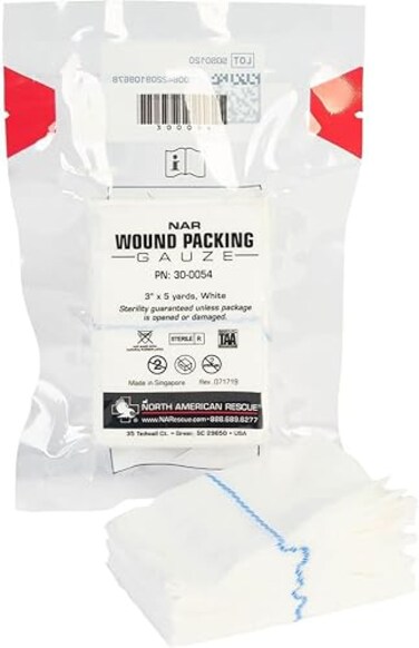 North American Rescue Wound Packing Gauze ZFolded NAR Sterile Emergency Bandage for Bleeding Control Trauma Wounds 300054