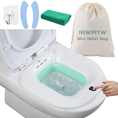 IRWPITW Sitz Bath Electric Sitz Bath for Toilet Seat Hemorrhoids Postpartum Care Tub Sits Bath Soak Pan for Women Men Sitz Baths Salts Bowl Hip Bath Basin Foldable Water Spray Style Green