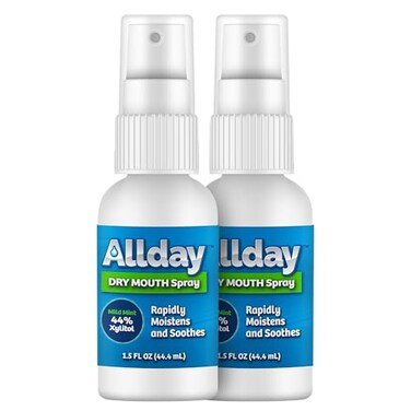 Allday Dry Mouth Spray Maximum Strength Xylitol Fast Acting NonAcidic Pack of 2
