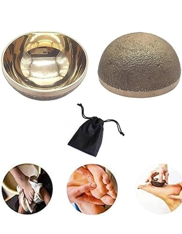 WITSOUL Kansa Bronze Vatki Natural Cup Ayurvedic Detox Foot Massager Relaxation and Deep Cleaning Ancient Indian Technique Massager Set of 1